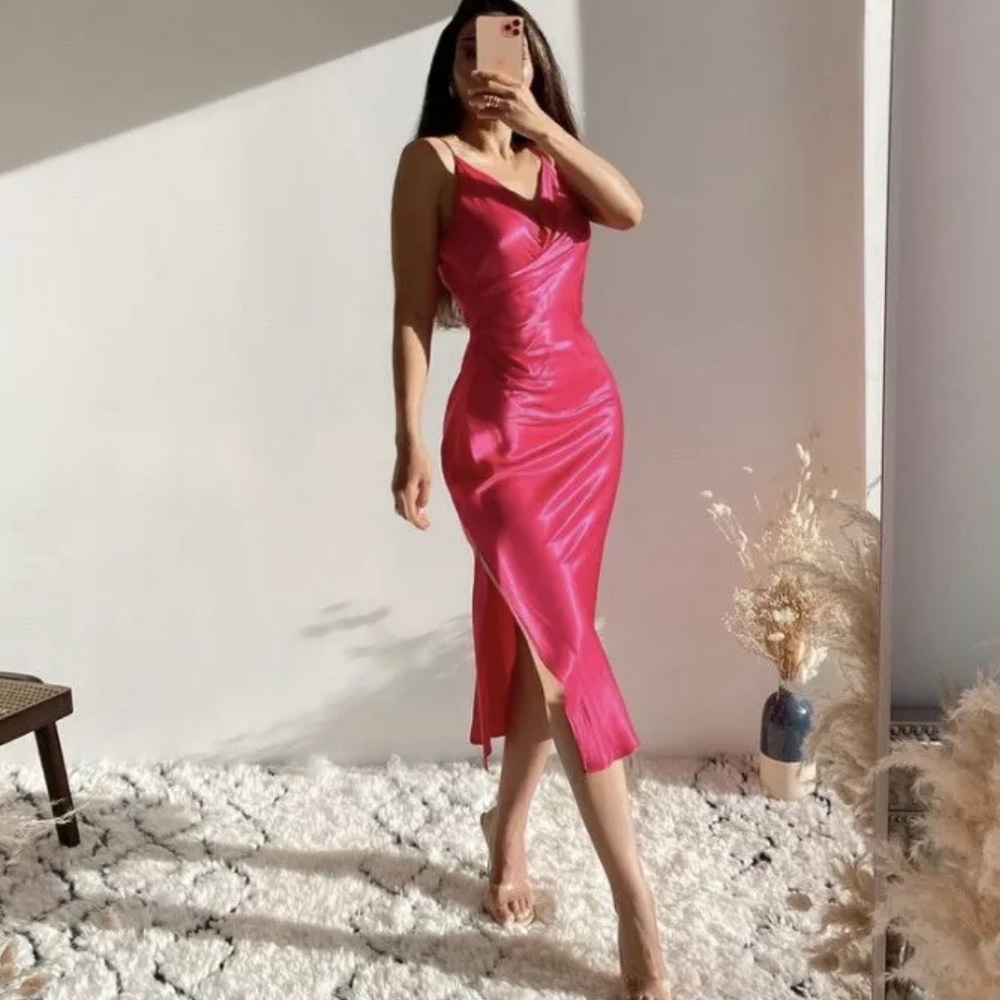 Hot pink Zara slip dress